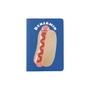Cute funny hot dog Weiner cartoon Passport Holder