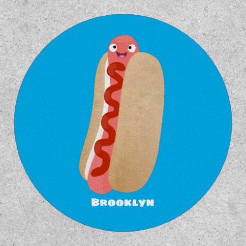 Cute funny hot dog Weiner cartoon Patch