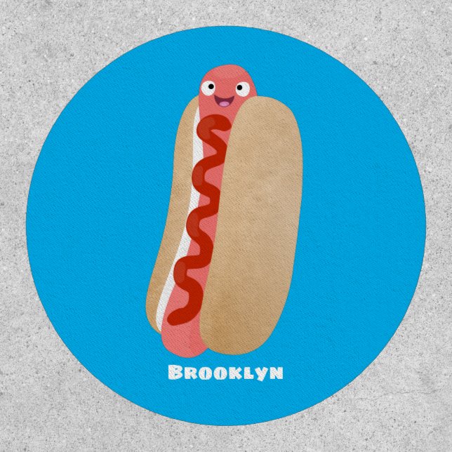 Cute funny hot dog Weiner cartoon Patch (Front)