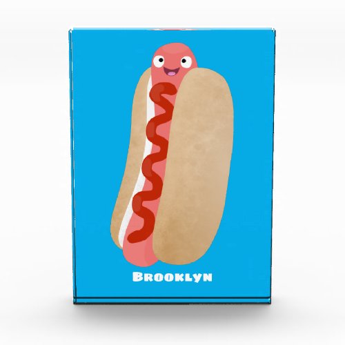 Cute funny hot dog Weiner cartoon Photo Block