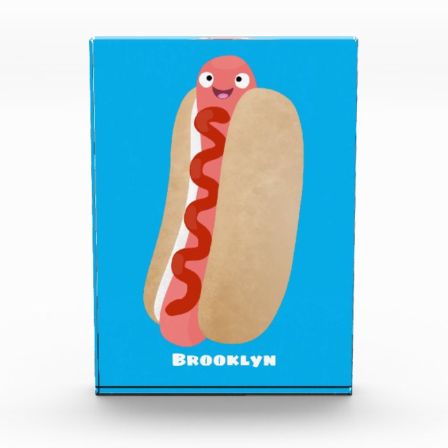 Cute funny hot dog Weiner cartoon Photo Block (Front)