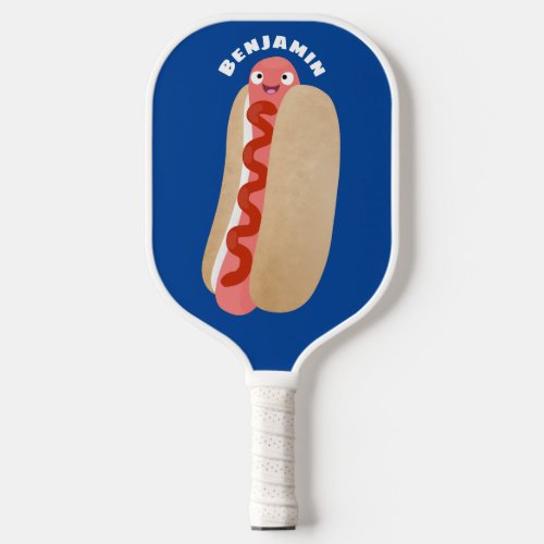 Cute funny hot dog Weiner cartoon Pickleball Paddle