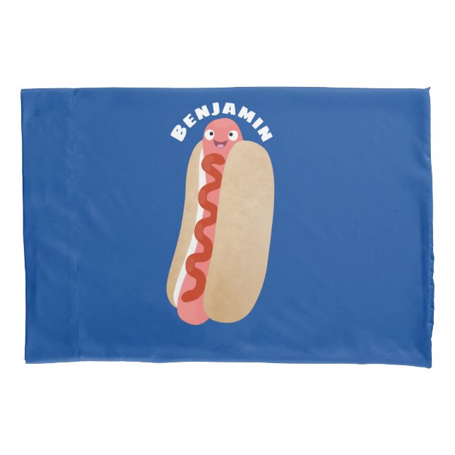 Cute funny hot dog Weiner cartoon Pillow Case (Front)