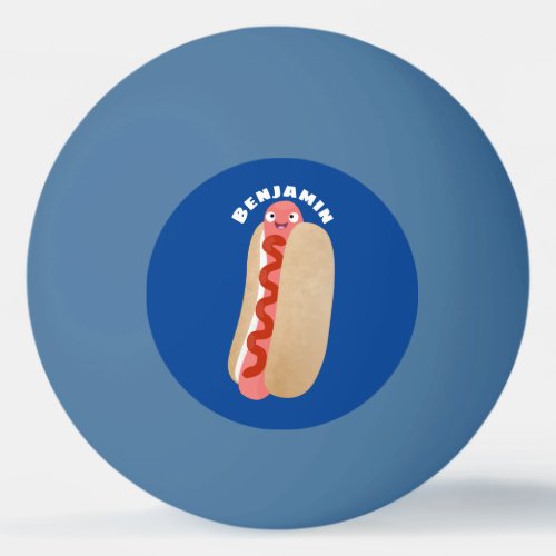Cute funny hot dog Weiner cartoon Ping Pong Ball