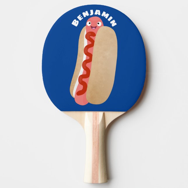 Cute funny hot dog Weiner cartoon Ping Pong Paddle (Front)