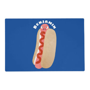 Cute funny hot dog Weiner cartoon  Placemat
