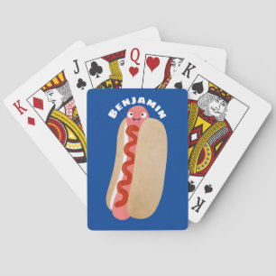 Cute funny hot dog Weiner cartoon  Poker Cards