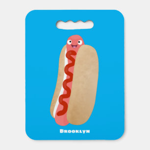 Cute funny hot dog Weiner cartoon Seat Cushion