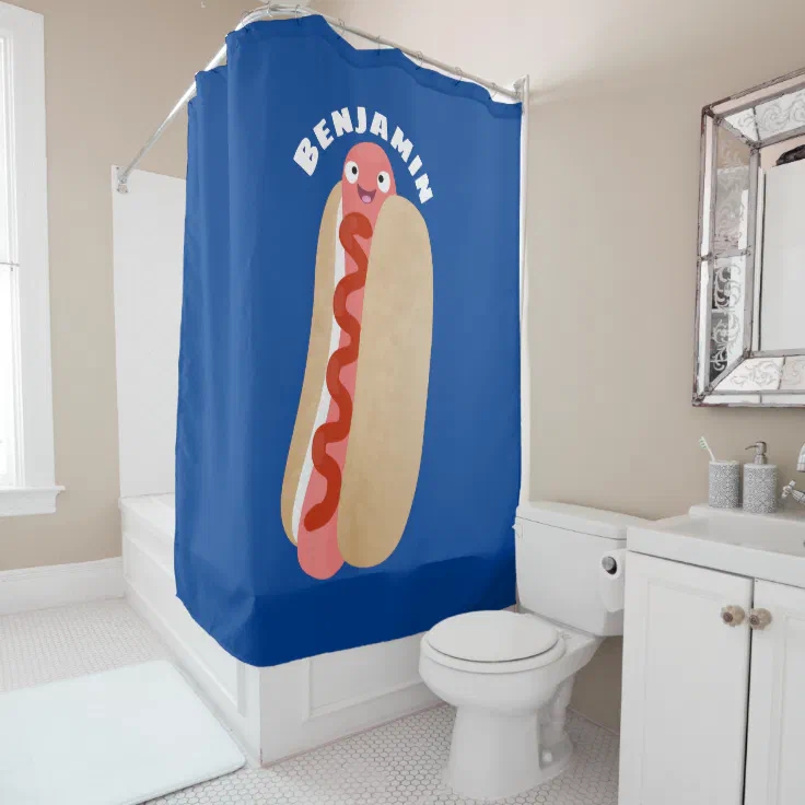 hot dog shower curtain