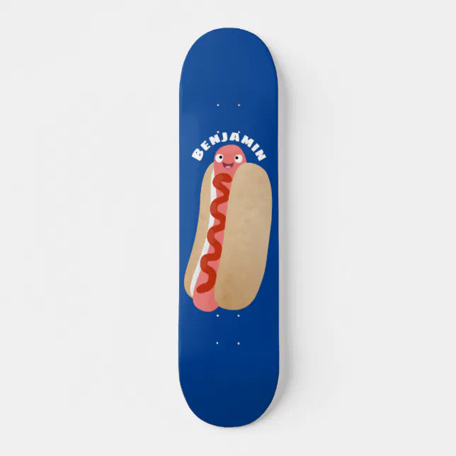 Dickies スケートボード ホットドッグデザイン Cute funny hot dog Weiner cartoon Skateboard | Zazzle