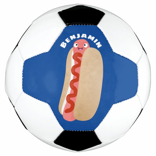Cute funny hot dog Weiner cartoon  Soccer Ball (Front)