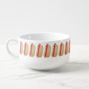 Cute funny hot dog Weiner cartoon Soup Mug