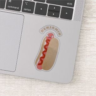 Cute funny hot dog Weiner cartoon Sticker