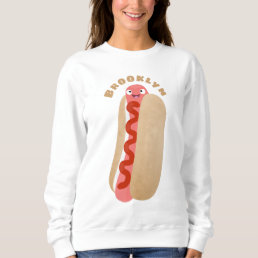 Cute funny hot dog Weiner cartoon Sweatshirt