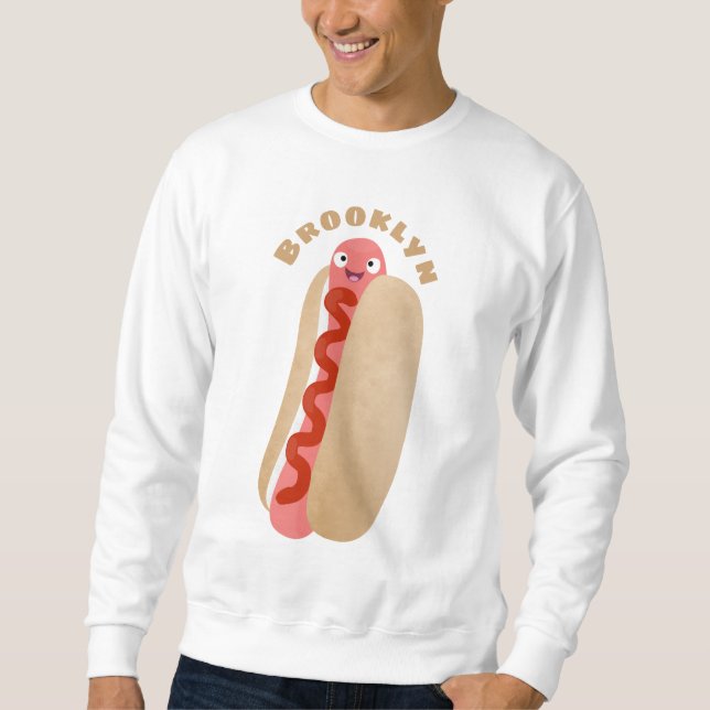 Cute funny hot dog Weiner cartoon Sweatshirt (Front)