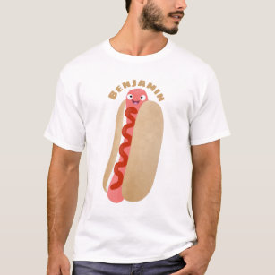 Funny Hot Dog T-shirt, Hot Diggity Dog, BBQ, Cartoon Weiner