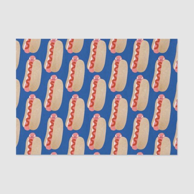Cute funny hot dog Weiner cartoon  Tissue Paper (Front)