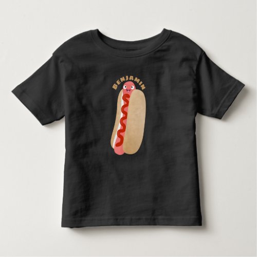 Cute funny hot dog Weiner cartoon  Toddler T_shirt