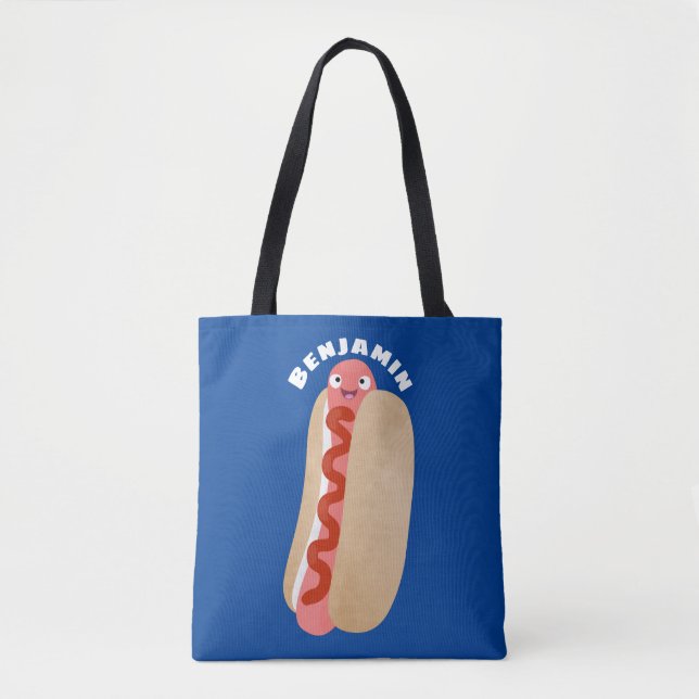 Cute funny hot dog Weiner cartoon  Tote Bag (Front)