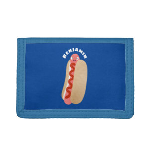 Cute funny hot dog Weiner cartoon Trifold Wallet