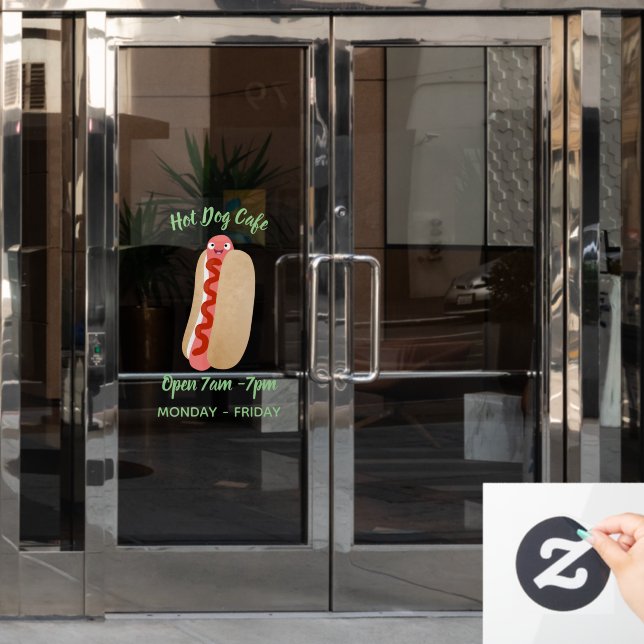 Cute funny hot dog Weiner cartoon Window Cling (Office Door)