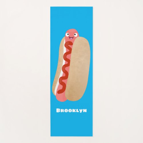 Cute funny hot dog Weiner cartoon Yoga Mat