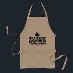 Cute Funny Hot Stuff Coming Through Fire BBQ Grill Adult Apron<br><div class="desc">This is a Cute Funny Men's Apron Gift Idea: Hot Stuff Coming Through. Design features a modern typography font and fire silhouette accent. Great as a Father's Day Gift to the Husband from the Wife or for your Dad or Father on their Birthday.</div>