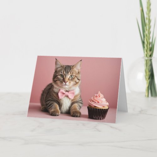 Cute Funny Humor Pink Congratulations Cat Card
