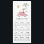 Cute Funny Humorous California 2026 Calendar<br><div class="desc">This funny and cute California 2026 Magnetic Calendar features a cartoon illustration of a middle age woman driving her fancy car along the highway. Sun and palm trees are in the background. Illustration is done in a very simple pen and ink technique with a few spots of color.</div>