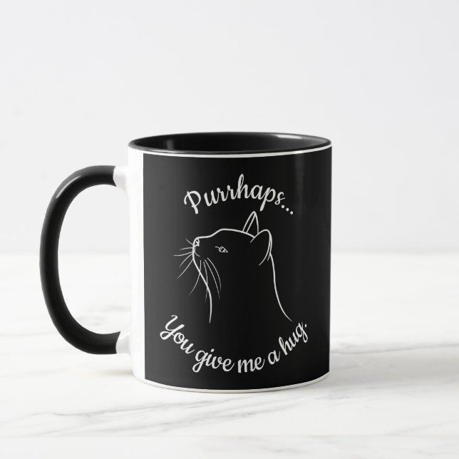 Cute funny humorous cat black white mug (Left)