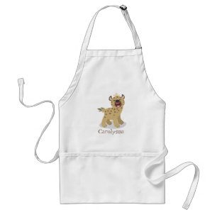 Cute funny hyena laughing cartoon illustration adult apron