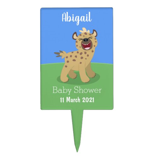 Cute funny hyena laughing cartoon illustration cake topper