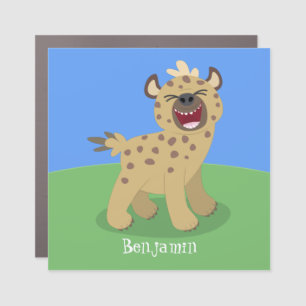 Cute funny hyena laughing cartoon illustration car magnet