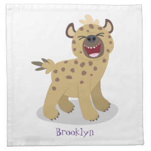 Cute funny hyena laughing cartoon illustration cloth napkin