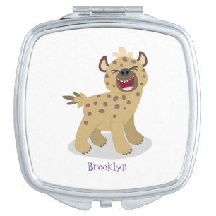 Cute funny hyena laughing cartoon illustration compact mirror