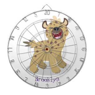 Cute funny hyena laughing cartoon illustration dart board