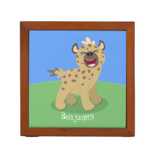 Cute funny hyena laughing cartoon illustration desk organizer