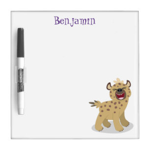 Cute funny hyena laughing cartoon illustration dry erase board