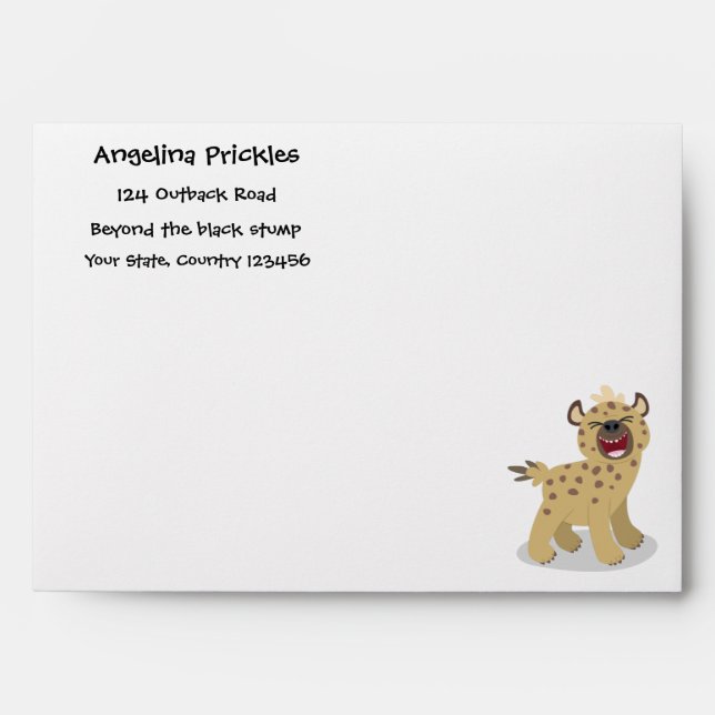 Cute funny hyena laughing cartoon illustration envelope (Front)