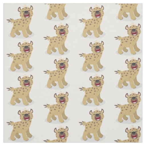 Cute funny hyena laughing cartoon illustration fabric