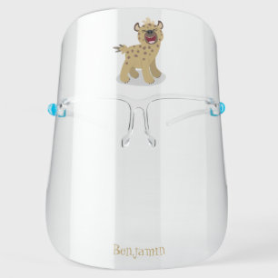 Cute funny hyena laughing cartoon illustration face shield