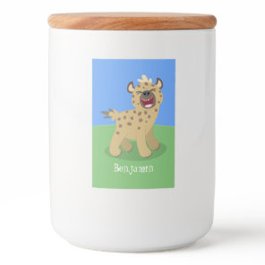Cute funny hyena laughing cartoon illustration food label