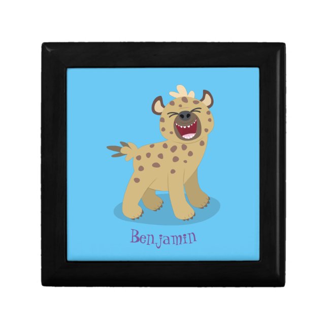 Cute funny hyena laughing cartoon illustration gift box (Front)
