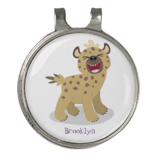 Cute funny hyena laughing cartoon illustration golf hat clip