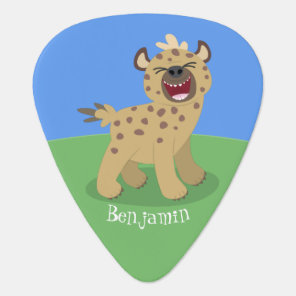 Cute funny hyena laughing cartoon illustration guitar pick
