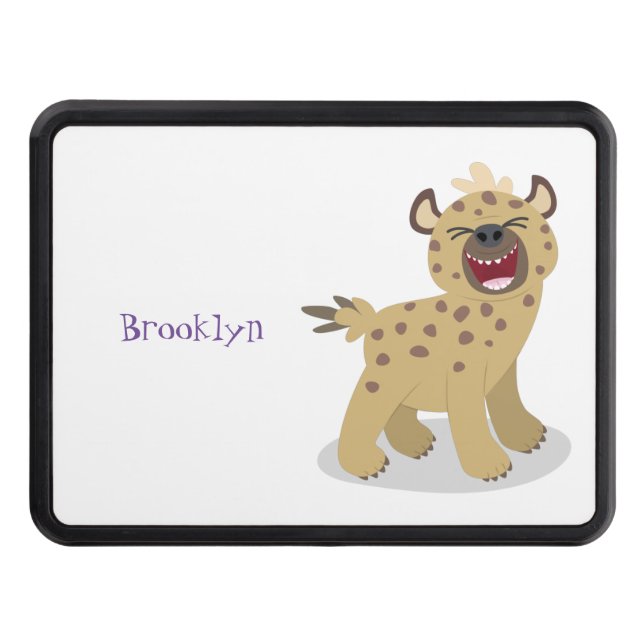 Cute funny hyena laughing cartoon illustration hitch cover (Front)