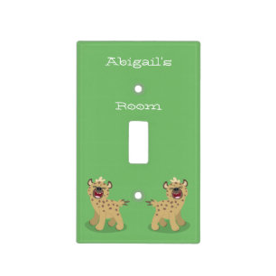 Cute funny hyena laughing cartoon illustration light switch cover