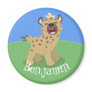 Cute funny hyena laughing cartoon illustration magnet