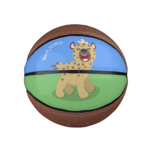 Cute funny hyena laughing cartoon illustration mini basketball