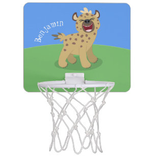 Cute funny hyena laughing cartoon illustration mini basketball hoop